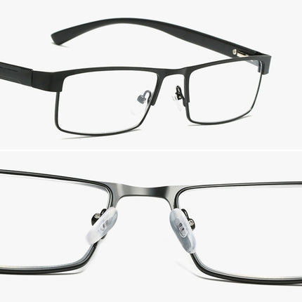 Simple Matel Frame Reading Glasses Hyperopia Eyeglasses +1.50D(Gun-color)-garmade.com