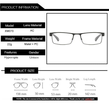 Simple Matel Frame Reading Glasses Hyperopia Eyeglasses +2.00D(Matte Black)-garmade.com