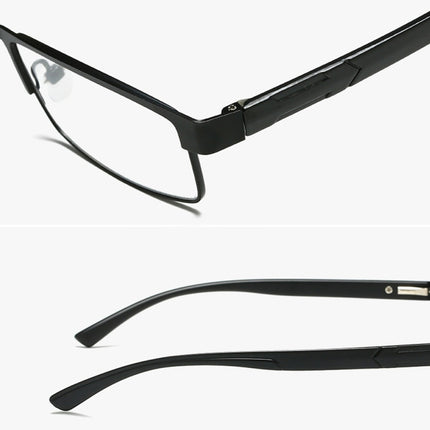 Simple Matel Frame Reading Glasses Hyperopia Eyeglasses +2.00D(Matte Black)-garmade.com