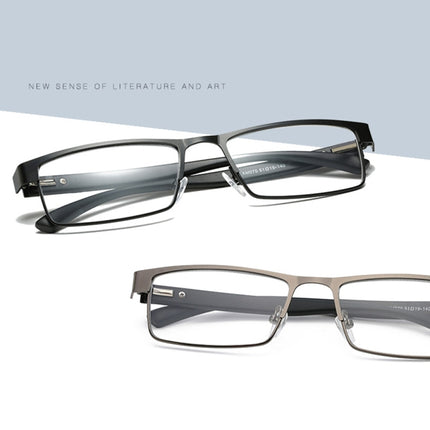 Simple Matel Frame Reading Glasses Hyperopia Eyeglasses +2.50D(Matte Black)-garmade.com