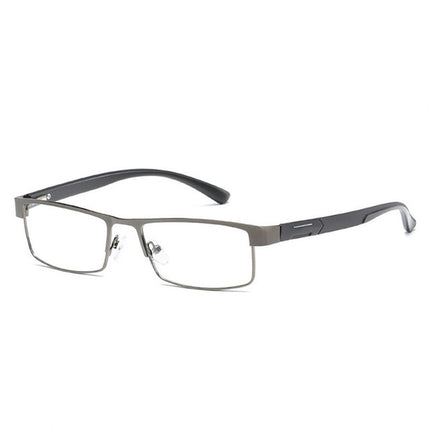 Simple Matel Frame Reading Glasses Hyperopia Eyeglasses +2.50D(Gun-color)-garmade.com