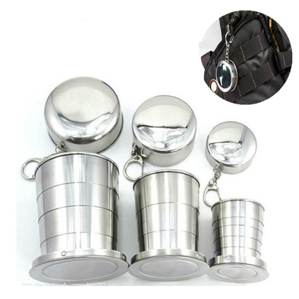 Stainless Steel Camping Folding Cup Traveling Outdoor Camping Hiking Mug Portable Collapsible Cup S 60ML-garmade.com