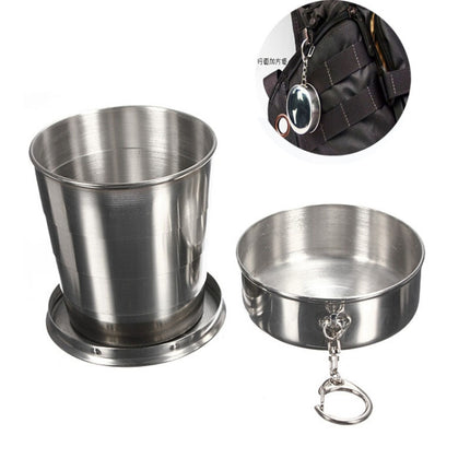 Stainless Steel Camping Folding Cup Traveling Outdoor Camping Hiking Mug Portable Collapsible Cup S 60ML-garmade.com