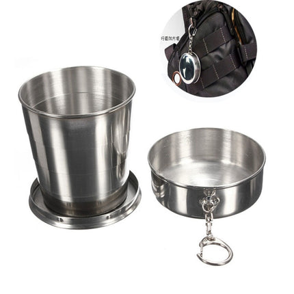 Stainless Steel Camping Folding Cup Traveling Outdoor Camping Hiking Mug Portable Collapsible Cup M 150ML-garmade.com