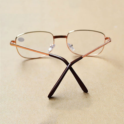 Full Metal Frame Resin Lenses Presbyopic Glasses Reading Glasses +1.00D(Gold)-garmade.com