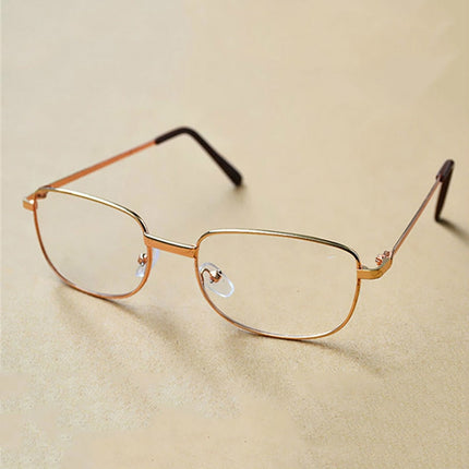 Full Metal Frame Resin Lenses Presbyopic Glasses Reading Glasses +2.50D(Gold)-garmade.com