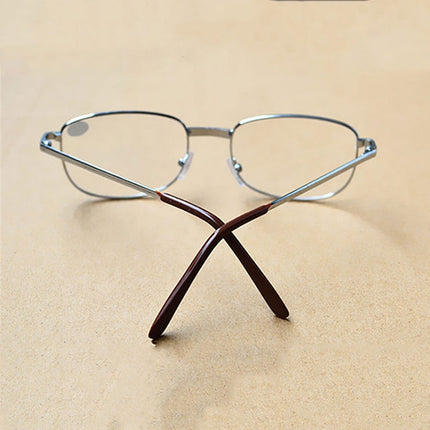 Full Metal Frame Resin Lenses Presbyopic Glasses Reading Glasses +3.50D(Silver)-garmade.com
