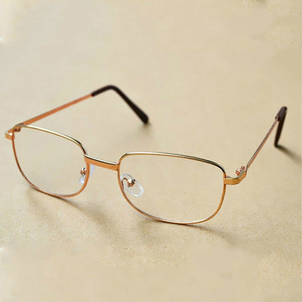 Full Metal Frame Resin Lenses Presbyopic Glasses Reading Glasses +4.00D(Gold)-garmade.com
