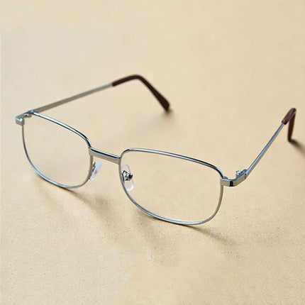 Full Metal Frame Resin Lenses Presbyopic Glasses Reading Glasses +4.00D(Silver)-garmade.com