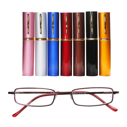 Reading Glasses Metal Spring Foot Portable Presbyopic Glasses with Tube Case +1.00D(Red )-garmade.com