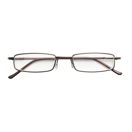 Reading Glasses Metal Spring Foot Portable Presbyopic Glasses with Tube Case +3.50D(Brown )-garmade.com