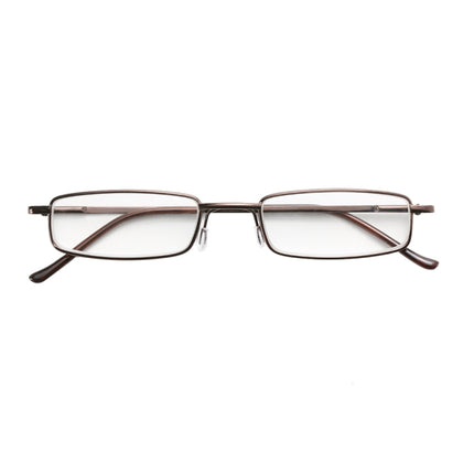 Reading Glasses Metal Spring Foot Portable Presbyopic Glasses with Tube Case +4.00D(Brown )-garmade.com