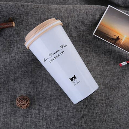 500ML Portable Stainless Steel Creative Gift Coffee Cup Office Vacuum Thermos Mug(White)-garmade.com