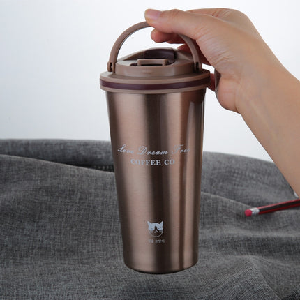 500ML Portable Stainless Steel Creative Gift Coffee Cup Office Vacuum Thermos Mug(Navy Blue)-garmade.com