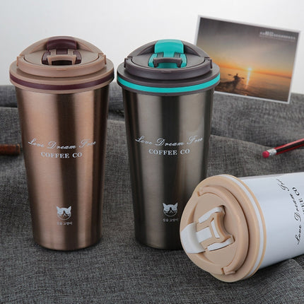500ML Portable Stainless Steel Creative Gift Coffee Cup Office Vacuum Thermos Mug(Navy Blue)-garmade.com