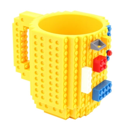 Building Blocks Design Creative Milk Mug Coffee Cup Build-on Brick Drinking Water Holder, Value:301-400ml(Yellow)-garmade.com