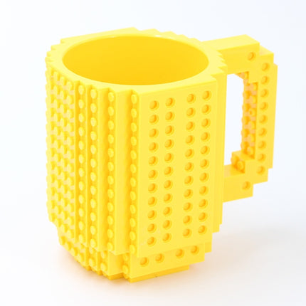 Building Blocks Design Creative Milk Mug Coffee Cup Build-on Brick Drinking Water Holder, Value:301-400ml(Yellow)-garmade.com