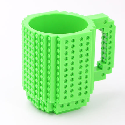 Building Blocks Design Creative Milk Mug Coffee Cup Build-on Brick Drinking Water Holder, Value:301-400ml(Green)-garmade.com