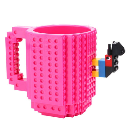 Building Blocks Design Creative Milk Mug Coffee Cup Build-on Brick Drinking Water Holder, Value:301-400ml(Rose red)-garmade.com