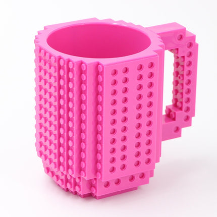 Building Blocks Design Creative Milk Mug Coffee Cup Build-on Brick Drinking Water Holder, Value:301-400ml(Rose red)-garmade.com