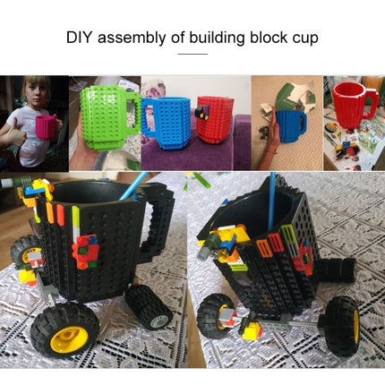 Building Blocks Design Creative Milk Mug Coffee Cup Build-on Brick Drinking Water Holder, Value:301-400ml(Rose red)-garmade.com