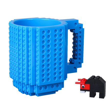 Building Blocks Design Creative Milk Mug Coffee Cup Build-on Brick Drinking Water Holder, Value:301-400ml(Blue)-garmade.com