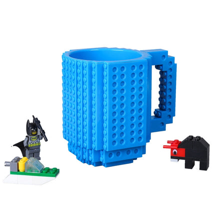 Building Blocks Design Creative Milk Mug Coffee Cup Build-on Brick Drinking Water Holder, Value:301-400ml(Blue)-garmade.com