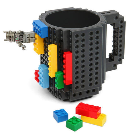 Building Blocks Design Creative Milk Mug Coffee Cup Build-on Brick Drinking Water Holder, Value:301-400ml(Light Grey)-garmade.com