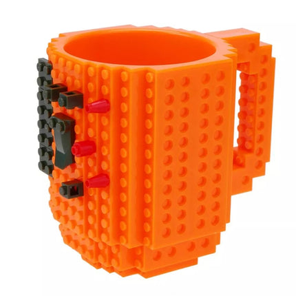 Building Blocks Design Creative Milk Mug Coffee Cup Build-on Brick Drinking Water Holder, Value:301-400ml(Orange)-garmade.com