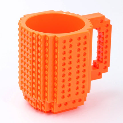 Building Blocks Design Creative Milk Mug Coffee Cup Build-on Brick Drinking Water Holder, Value:301-400ml(Orange)-garmade.com
