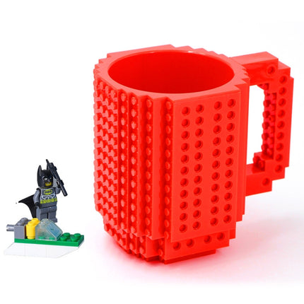 Building Blocks Design Creative Milk Mug Coffee Cup Build-on Brick Drinking Water Holder, Value:301-400ml(Red)-garmade.com