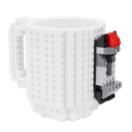 Building Blocks Design Creative Milk Mug Coffee Cup Build-on Brick Drinking Water Holder, Value:301-400ml(White)-garmade.com