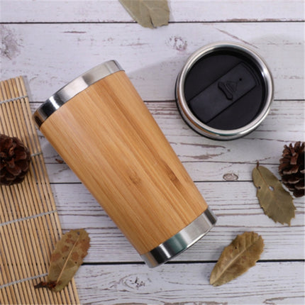 Stainless Steel Bamboo Thermos Cup Office Mesh Water Cup with Filter, Capacity:450ml-garmade.com