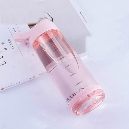 1000ml Outdoor Water Bottle Sports Bottles Hiking Camping Plastic Bottle with Straw(Pink)-garmade.com