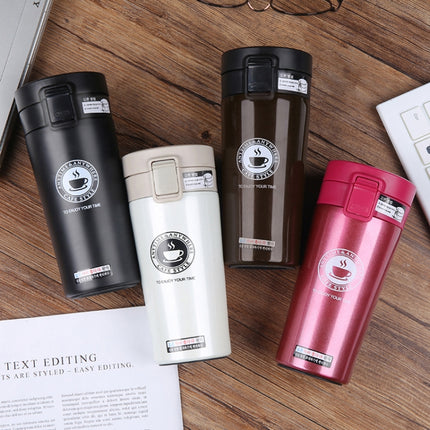 Double Wall Stainless Steel Vacuum Flasks 380ml Car Thermo Cup Coffee Tea Travel Mug Thermol Bottle, Capacity:380ml(White)-garmade.com