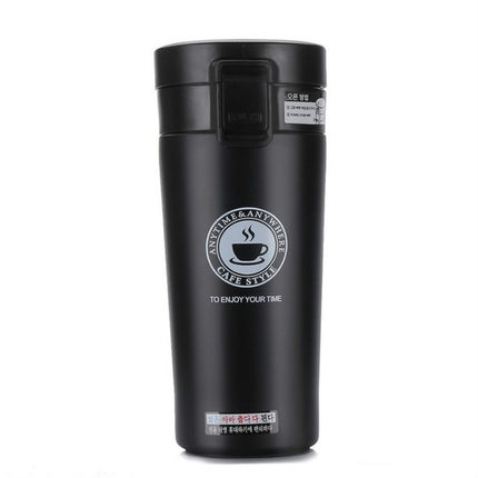 Double Wall Stainless Steel Vacuum Flasks 380ml Car Thermo Cup Coffee Tea Travel Mug Thermol Bottle, Capacity:380ml(Black)-garmade.com