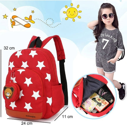 Nylon Stars Printing Kindergarten Children Backpack Schoolbag(Blue)-garmade.com