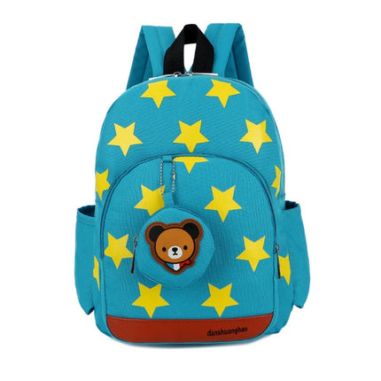 Nylon Stars Printing Kindergarten Children Backpack Schoolbag(Green)-garmade.com