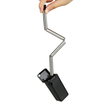 Foldable Collapsible Reusable Stainless Portable Straw Outdoor Household Drinking Tool,Length: 23cm(Black)-garmade.com
