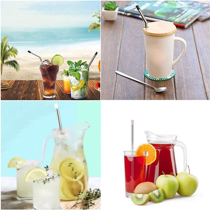 Foldable Collapsible Reusable Stainless Portable Straw Outdoor Household Drinking Tool,Length: 23cm(Black)-garmade.com