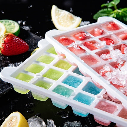 Household Silicone Ice Box With Lid Ice Cube Mold Refrigerator Ice Lattice Quick Freezer Random Color Delivery, Size:64 Grid-garmade.com