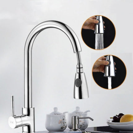 Kitchen Pull-out Faucet Hot And Cold Home 304 Stainless Steel Retractable Rotating Faucet, Style:Electroplated Copper-garmade.com