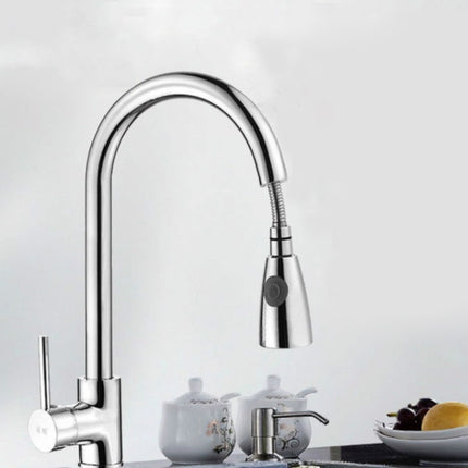 Kitchen Pull-out Faucet Hot And Cold Home 304 Stainless Steel Retractable Rotating Faucet, Style:Electroplated Copper-garmade.com