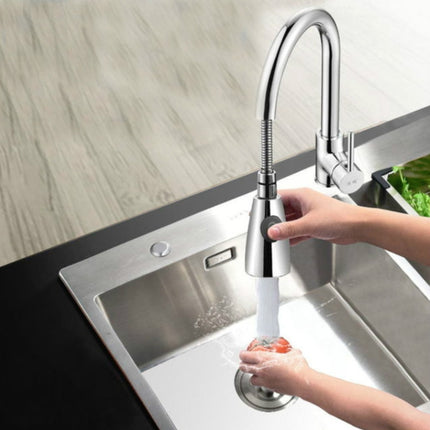 Kitchen Pull-out Faucet Hot And Cold Home 304 Stainless Steel Retractable Rotating Faucet, Style:Electroplated Copper-garmade.com