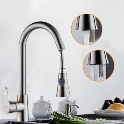 Kitchen Pull-out Faucet Hot And Cold Home 304 Stainless Steel Retractable Rotating Faucet, Style:Brushed copper-garmade.com