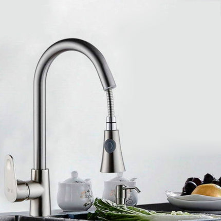 Kitchen Pull-out Faucet Hot And Cold Home 304 Stainless Steel Retractable Rotating Faucet, Style:Brushed copper-garmade.com