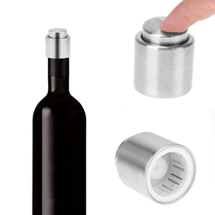 Push Stainless Steel Red Wine Stopper Champagne Stopper, Style:Red Wine Stopper-garmade.com