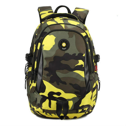 Camouflage Waterproof Nylon School Bags for Girls Boys Children Backpack Orthopedic Kids Bag, Size:M(Yellow)-garmade.com