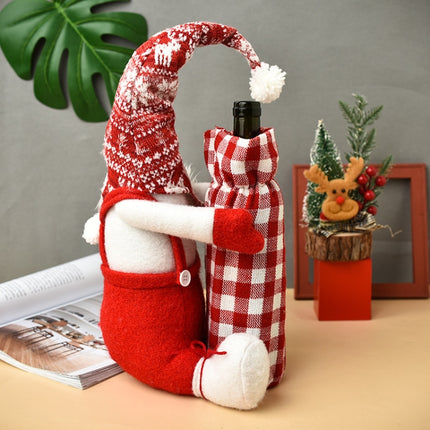 Christmas Faceless Doll Wine Bottle Cover Santa Claus Dining Table Standing Doll Wine Bottle Cover Decoration(White)-garmade.com