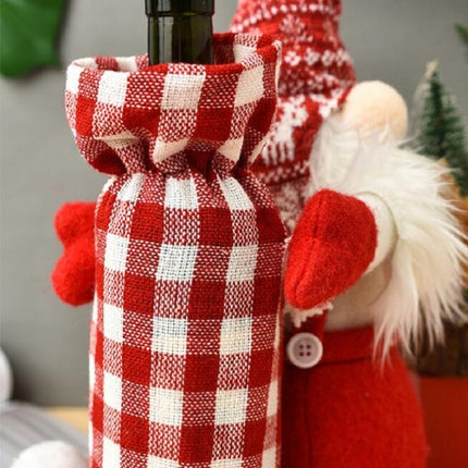 Christmas Faceless Doll Wine Bottle Cover Santa Claus Dining Table Standing Doll Wine Bottle Cover Decoration(White)-garmade.com